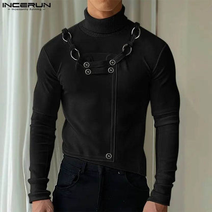 INCERUN 2024 Casual High Neck Sweater - Men's Solid Long Sleeves - Buy Center