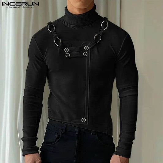 INCERUN 2024 Casual High Neck Sweater - Men's Solid Long Sleeves - Buy Center