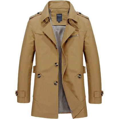 Maxbarley Men's Long Business Windbreaker - Casual Cotton Trench Coat - Buy Center