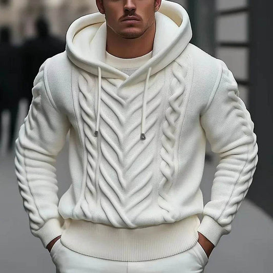 Wulend Casual Men’s Hooded Pullover - Warm Thick Solid Sweater for Winter - Buy Center