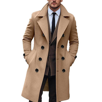 Men's Double Breasted Winter Trench Coat - Warm Business Overcoat - Buy Center