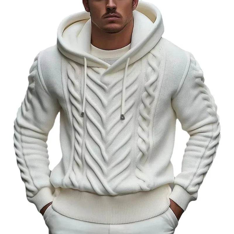 Wulend Casual Men’s Hooded Pullover - Warm Thick Solid Sweater for Winter - Buy Center