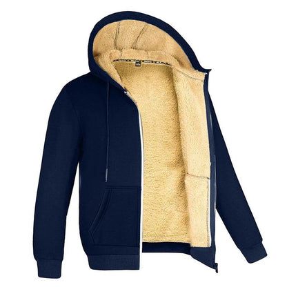 REALXIZI Thick Lambswool Winter Coat - Casual Hooded Zipper Jacket - Buy Center
