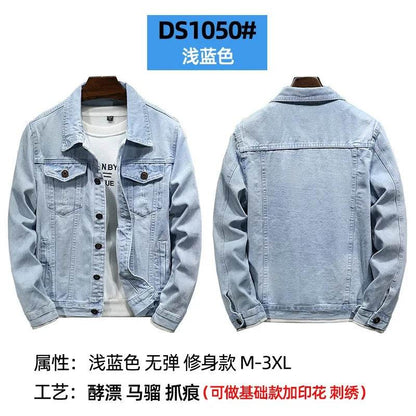 Wulend Men's Denim Jacket - Casual Turn Down Collar Coat for Autumn - Buy Center