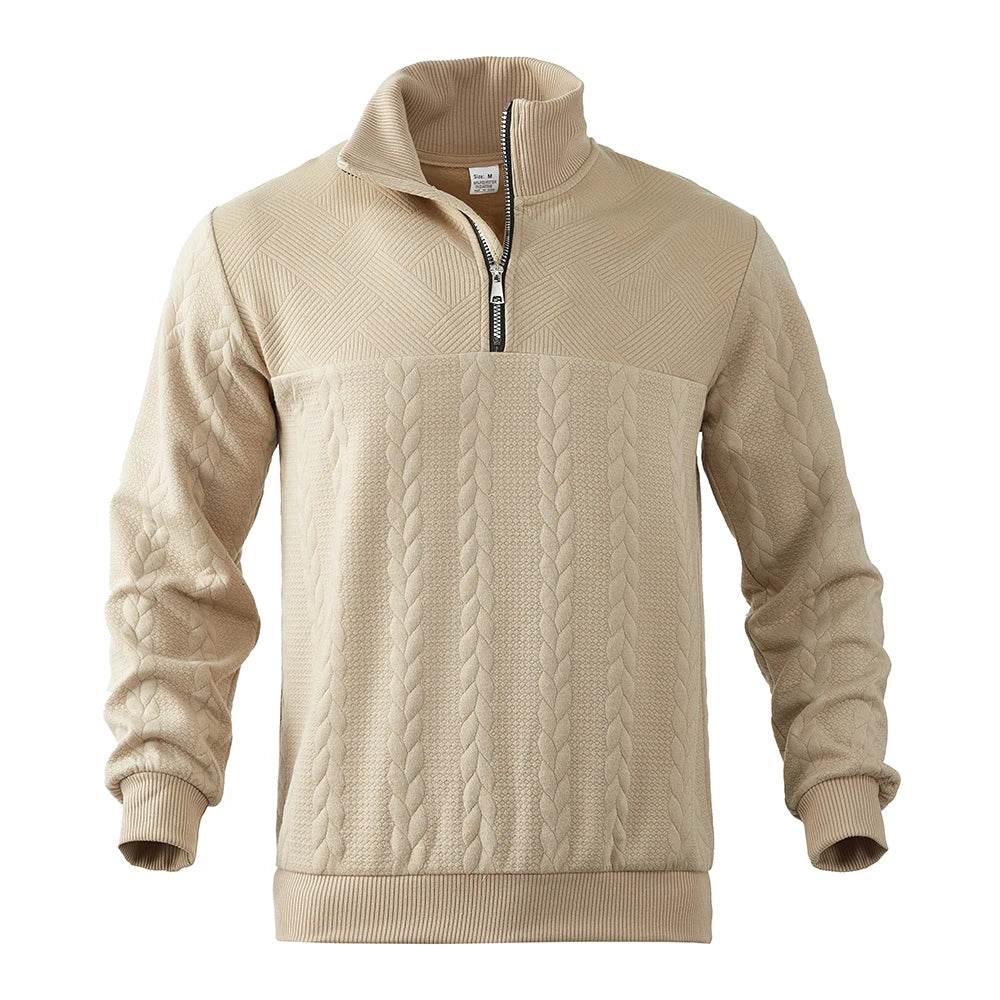 Men's Casual Knitted Stand Collar Sweater - Zippered Hoodie Style - Buy Center