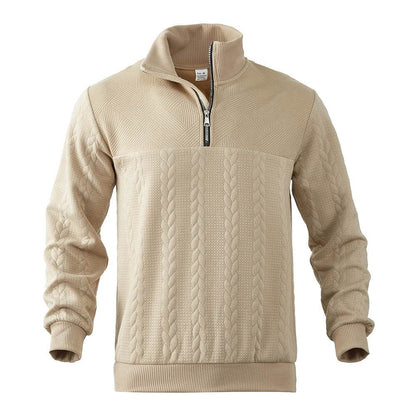Men's Casual Knitted Stand Collar Sweater - Zippered Hoodie Style - Buy Center