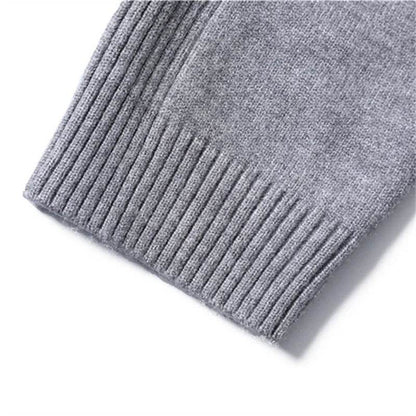 Men's Solid Color Pullover Sweater - High Neck Casual Knitwear - Buy Center