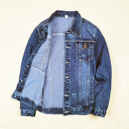 Wulend Men's Denim Jacket - Casual Turn Down Collar Coat for Autumn - Buy Center