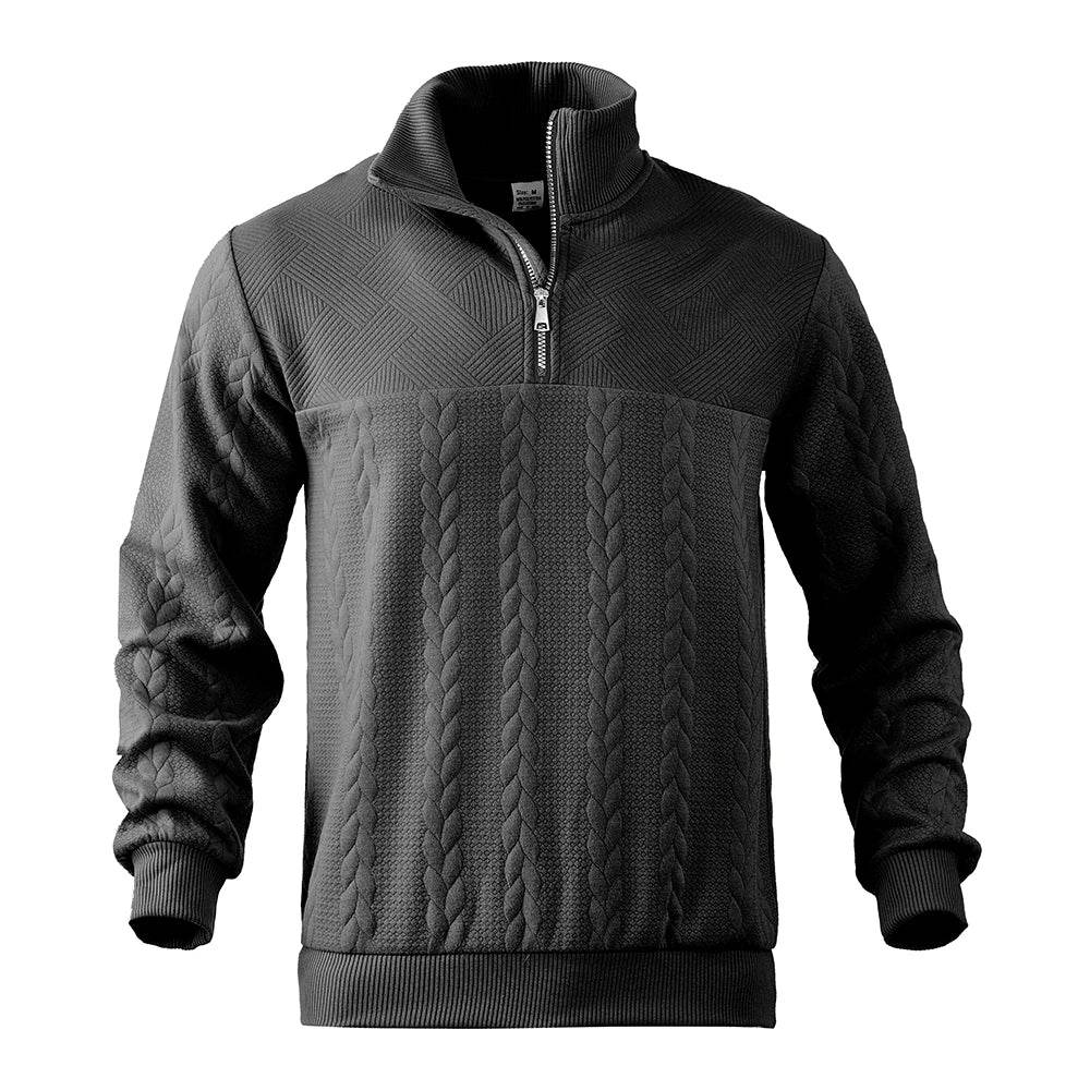 Men's Casual Knitted Stand Collar Sweater - Zippered Hoodie Style - Buy Center