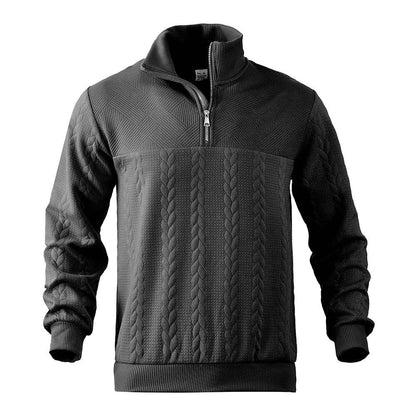 Men's Casual Knitted Stand Collar Sweater - Zippered Hoodie Style - Buy Center