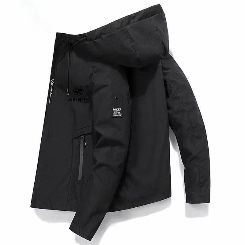 AIRBUS AVIATION Men's Hooded Jacket - Lightweight Spring & Summer Windbreaker - Buy Center