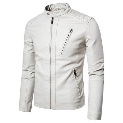 TRAF Men's Spring Autumn Leather Jacket - Slim Fit Fashion Outerwear - Buy Center