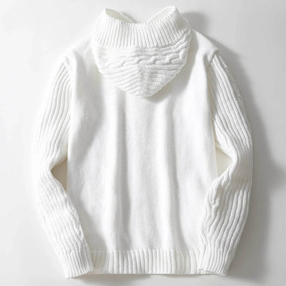 Men's Casual Hooded Cardigan Sweater - Full Sleeve, Solid Color Outerwear - Buy Center