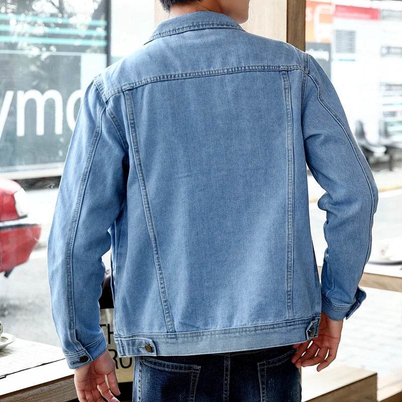 FAVOCENT Men's Denim Jacket - Casual Streetwear, Turn Down Collar - Buy Center