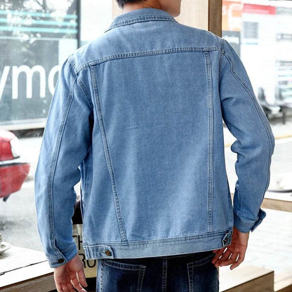 FAVOCENT Men's Denim Jacket - Casual Streetwear, Turn Down Collar - Buy Center