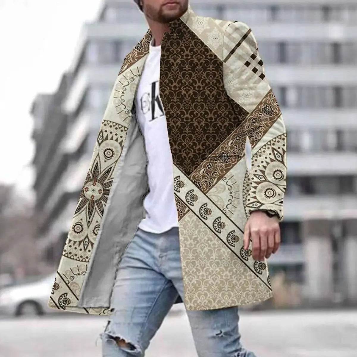 Men's Spring Woolen Trench Coat - Casual Street Style with Pockets - Buy Center