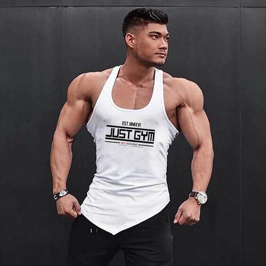 Muscleguys Men's Cotton Gym Tank Top - Breathable Irregular Hem Vest - Buy Center