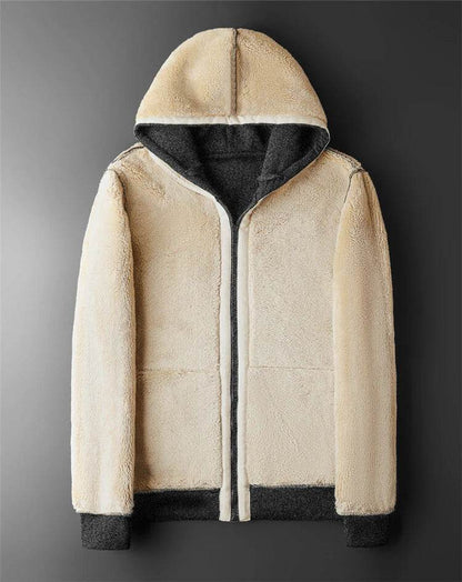 REALXIZI Thick Lambswool Winter Coat - Casual Hooded Zipper Jacket - Buy Center