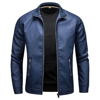FAVOCENT Stand Collar Men's Leather Jacket - Casual Slim Fit Fashion 2024 - Buy Center