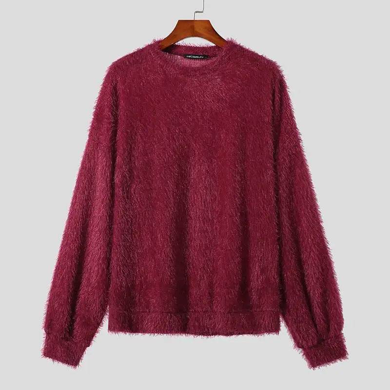 INCERUN Mens Casual Pullover - Korean Style Solid Long Sleeve Sweater - Buy Center