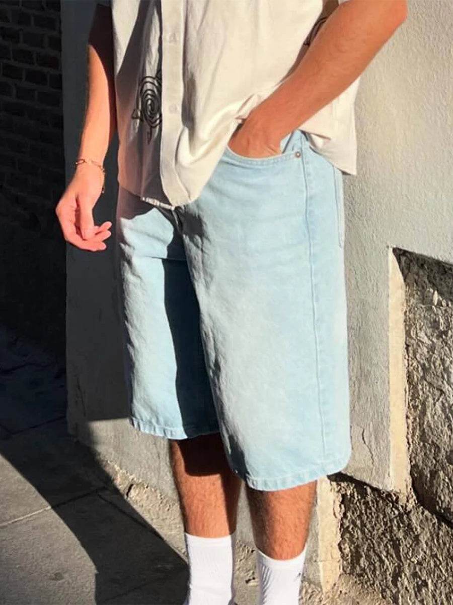 Men's Summer Denim Shorts with Pockets - Trendy Casual Streetwear - Buy Center
