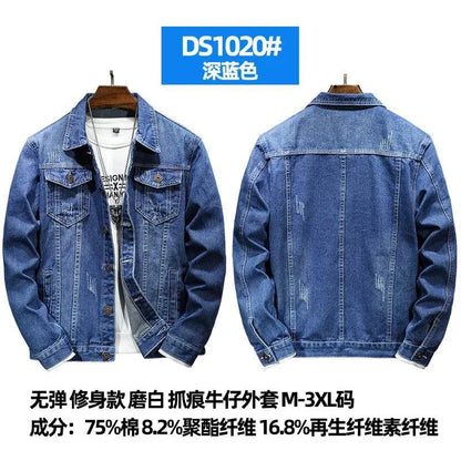 Wulend Men's Denim Jacket - Casual Turn Down Collar Coat for Autumn - Buy Center