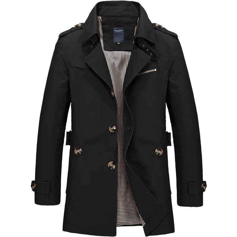 Maxbarley Men's Long Business Windbreaker - Casual Cotton Trench Coat - Buy Center