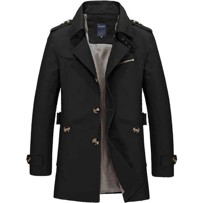 Maxbarley Men's Long Business Windbreaker - Casual Cotton Trench Coat - Buy Center