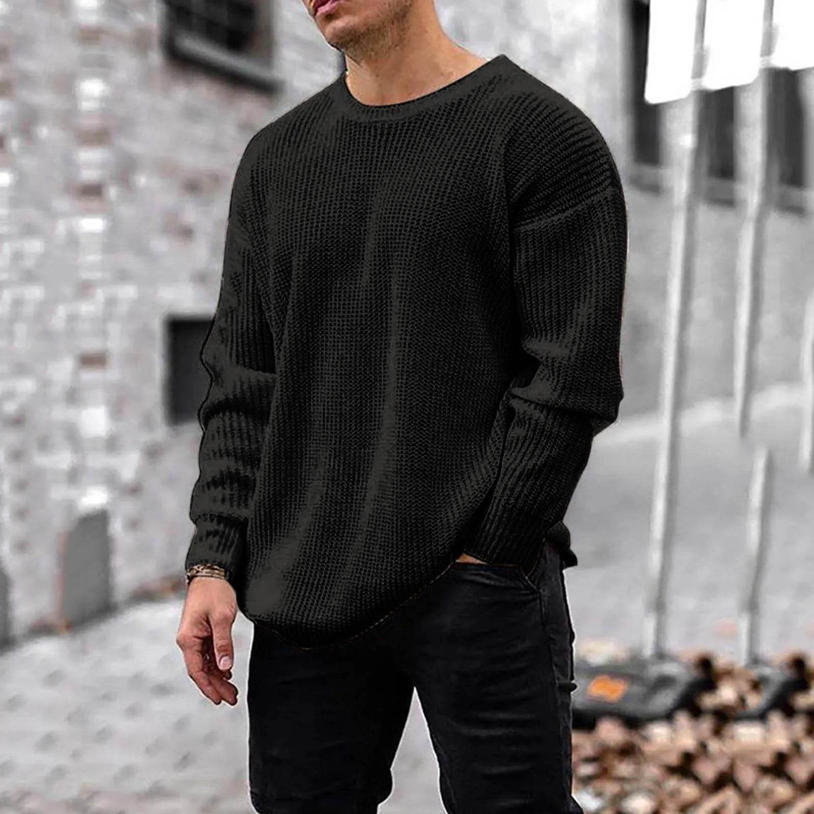 Eillysevens Men's Casual Pullover Sweater - Autumn Winter Solid Cotton - Buy Center
