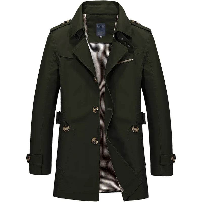 Maxbarley Men's Long Business Windbreaker - Casual Cotton Trench Coat - Buy Center