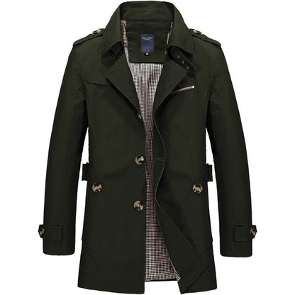 Maxbarley Men's Long Business Windbreaker - Casual Cotton Trench Coat - Buy Center