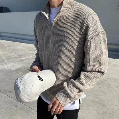American Fashion Korean Style Half Zipper Sweater - Versatile and Casual - Buy Center