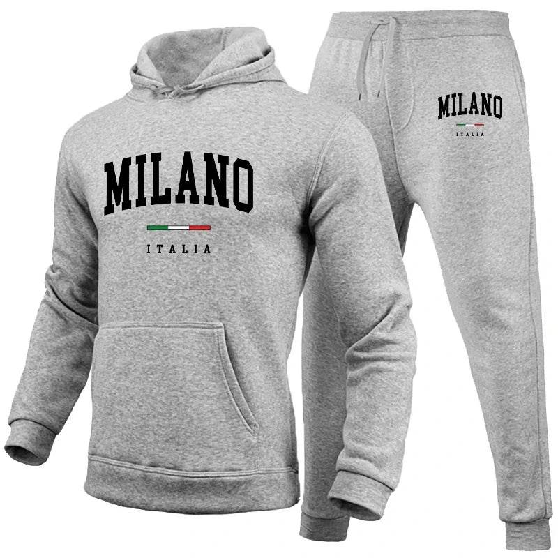 Milano Print Men's Luxury Hoodie Set - Casual Sweatshirt & Jogging Trousers - Buy Center