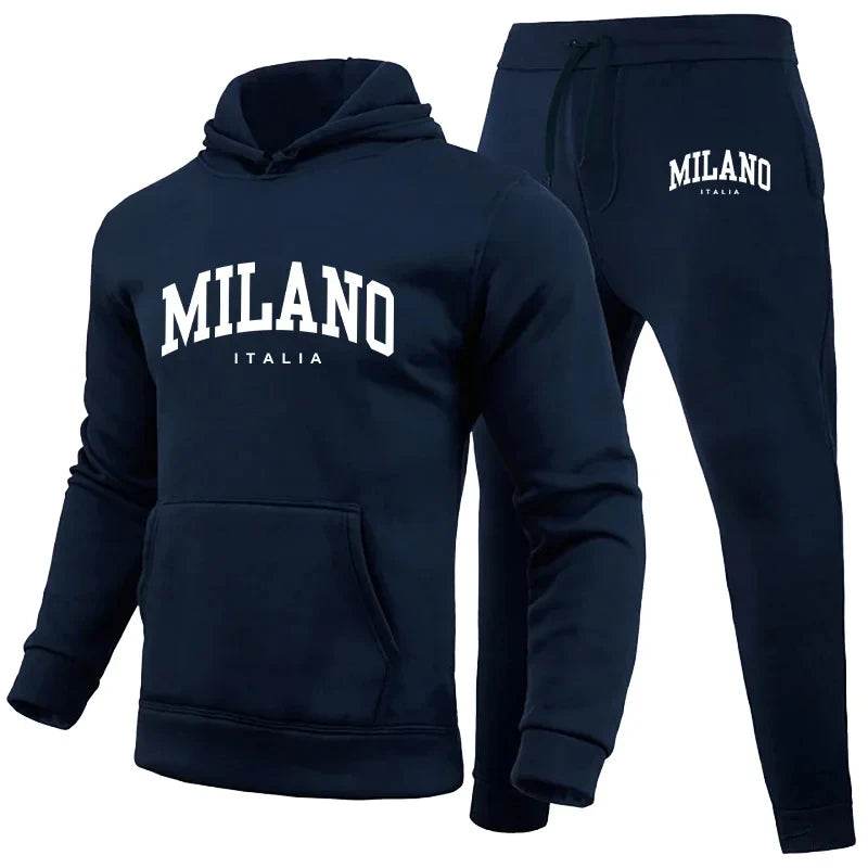 Milano Print Men's Luxury Hoodie Set - Casual Sweatshirt & Jogging Trousers - Buy Center