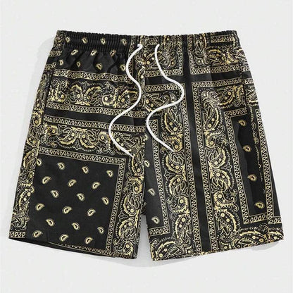 Classic Perris Pattern Beach Shorts for Men - Retro Casual Swim Trunks - Buy Center