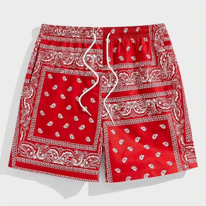 Classic Perris Pattern Beach Shorts for Men - Retro Casual Swim Trunks - Buy Center