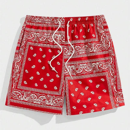 Classic Perris Pattern Beach Shorts for Men - Retro Casual Swim Trunks - Buy Center