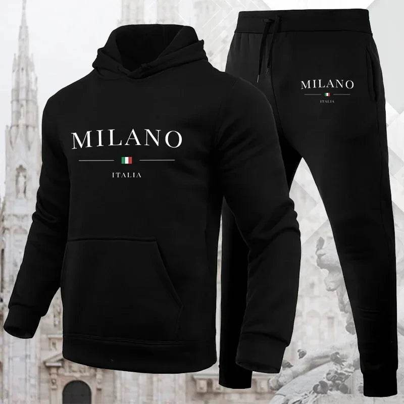 Milano Print Men's Luxury Hoodie Set - Casual Sweatshirt & Jogging Trousers - Buy Center