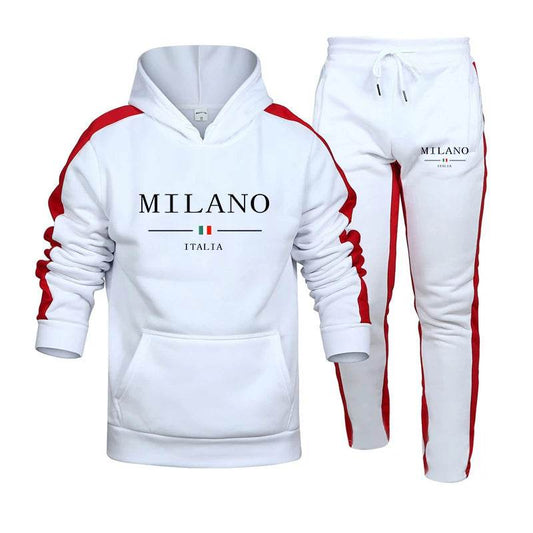 IOSN Men's Casual Tracksuit - Printed Hooded Sweatshirt & Jogger Set - Buy Center