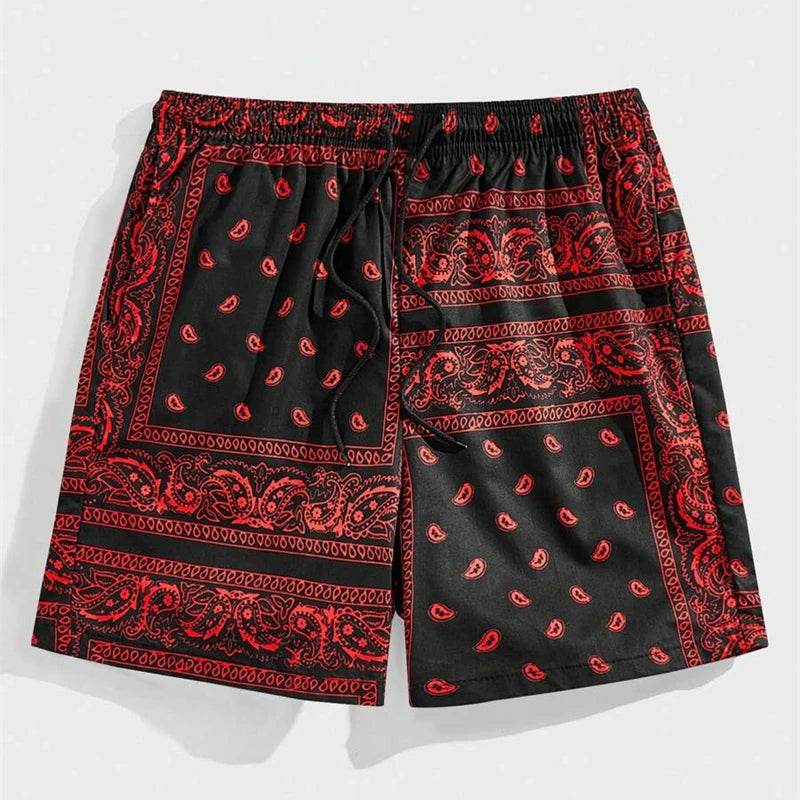 Classic Perris Pattern Beach Shorts for Men - Retro Casual Swim Trunks - Buy Center