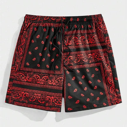 Classic Perris Pattern Beach Shorts for Men - Retro Casual Swim Trunks - Buy Center