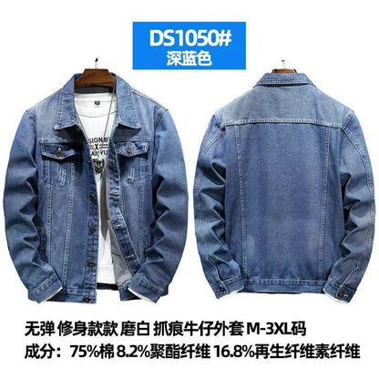 Wulend Men's Denim Jacket - Casual Turn Down Collar Coat for Autumn - Buy Center