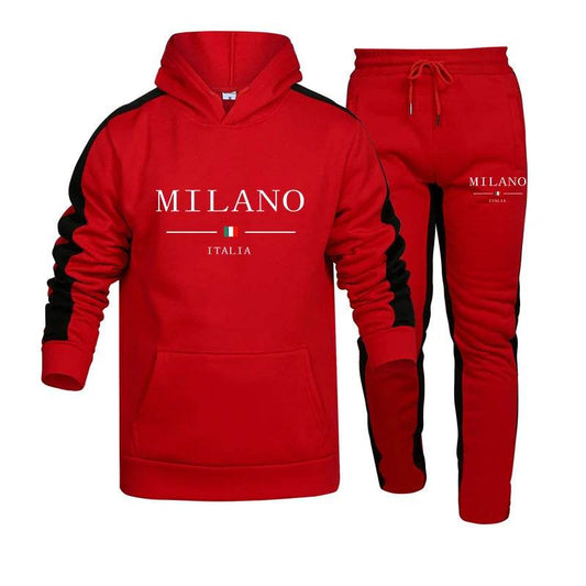 IOSN Men's Casual Tracksuit - Printed Hooded Sweatshirt & Jogger Set - Buy Center