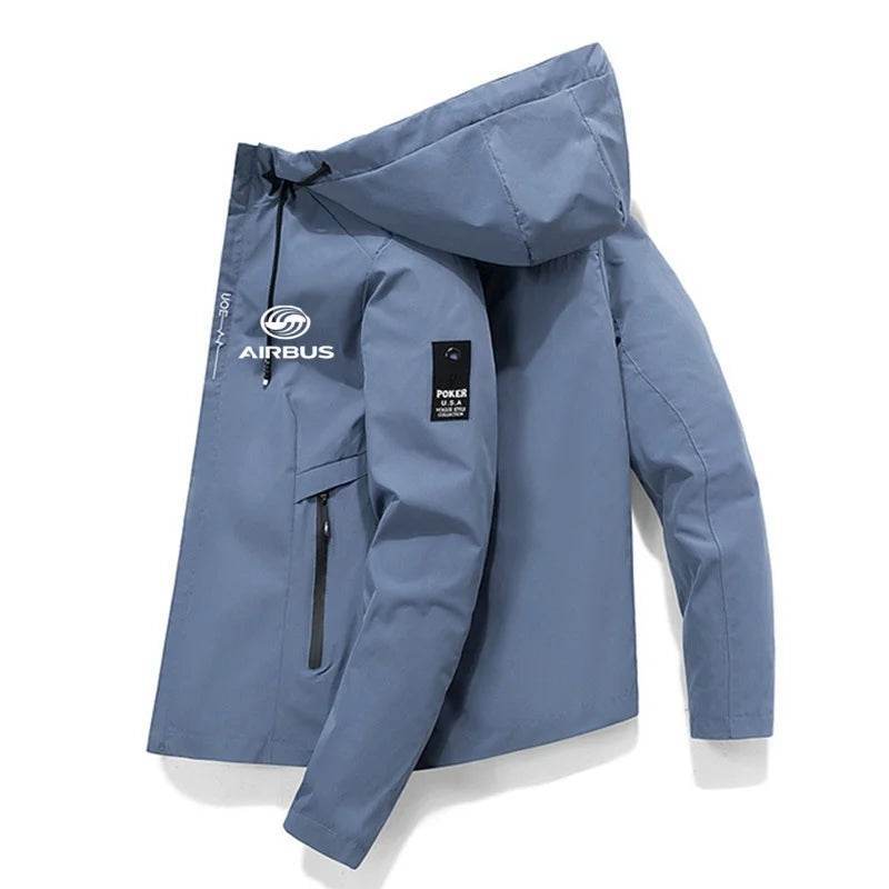 AIRBUS AVIATION Men's Hooded Jacket - Lightweight Spring & Summer Windbreaker - Buy Center
