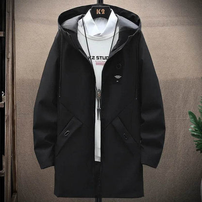 2023 Men's Casual Hooded Jacket - Solid Color, Medium-Length Zip-Up - Buy Center