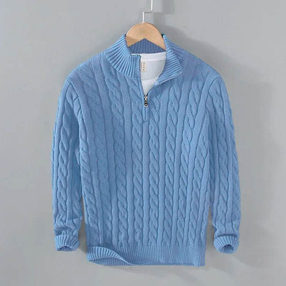 Autumn Winter Men's Pullover Sweater - Cotton Half Zip Stand Collar - Buy Center