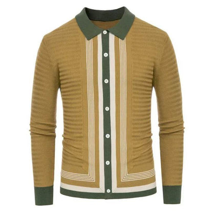 Btsukimi Men's Long Sleeve Knitted Cardigan - Stylish Striped Knitwear - Buy Center