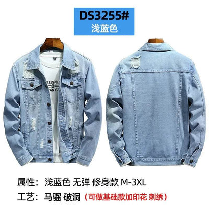 Wulend Men's Denim Jacket - Casual Turn Down Collar Coat for Autumn - Buy Center