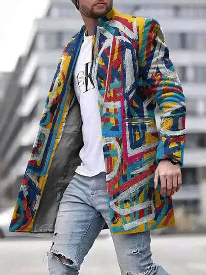 Men's Spring Woolen Trench Coat - Casual Street Style with Pockets - Buy Center