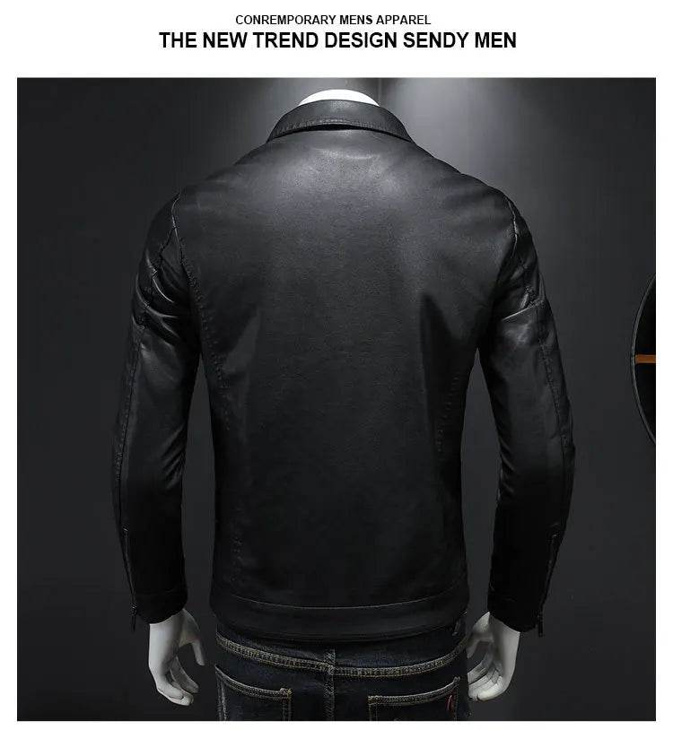 DOIYTTS Men's Slim Fit Black Motorcycle Leather Jacket - High Quality PU - Buy Center